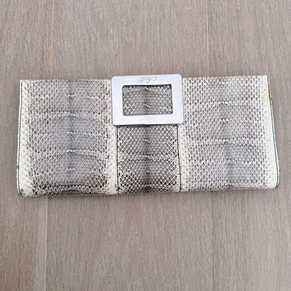 ROGER VIVIER Exotic Leather Buckle Clutch Bag  evening bag